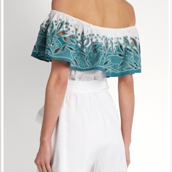Mara hoffman leaf embroider off shoulder jumpsuit - Picture 3 of 8